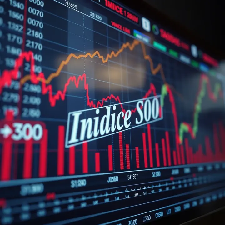 Graph showing a sharp decline in a financial index with economic data overlay