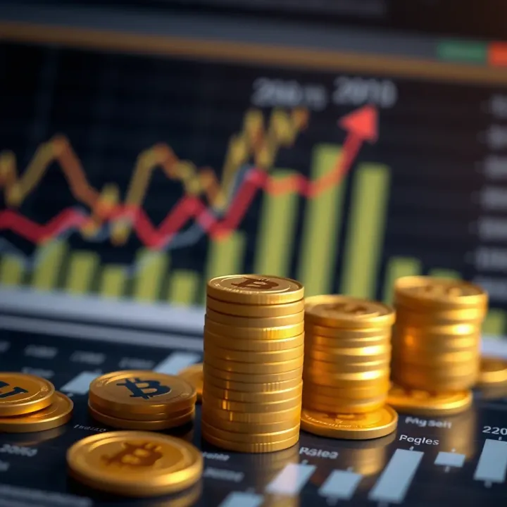 Financial Growth Chart Representing Project Funding Illustration showing financial growth chart and coins symbolizing project funding