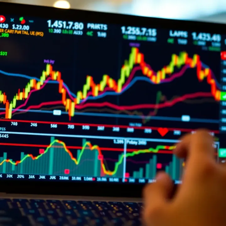 Financial charts showing forex market trends and currency pairs performance