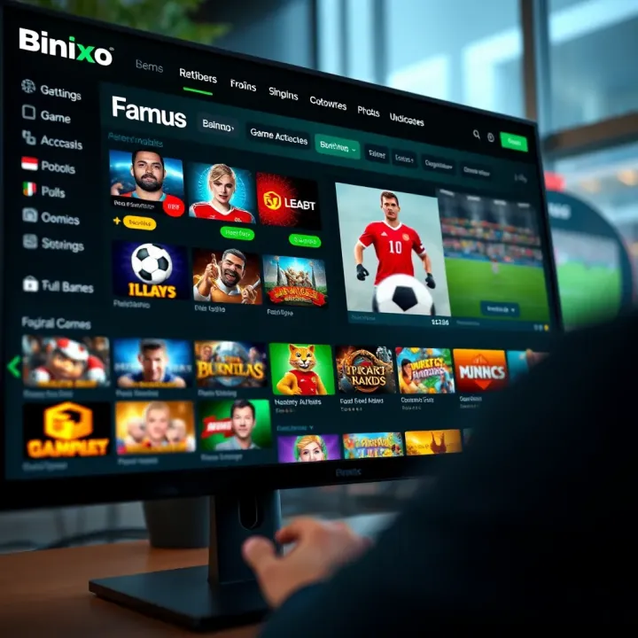 Overview of Binixo Colombia Betting Platform and Game Selection Interface of Binixo Colombia online betting platform showing diverse game options