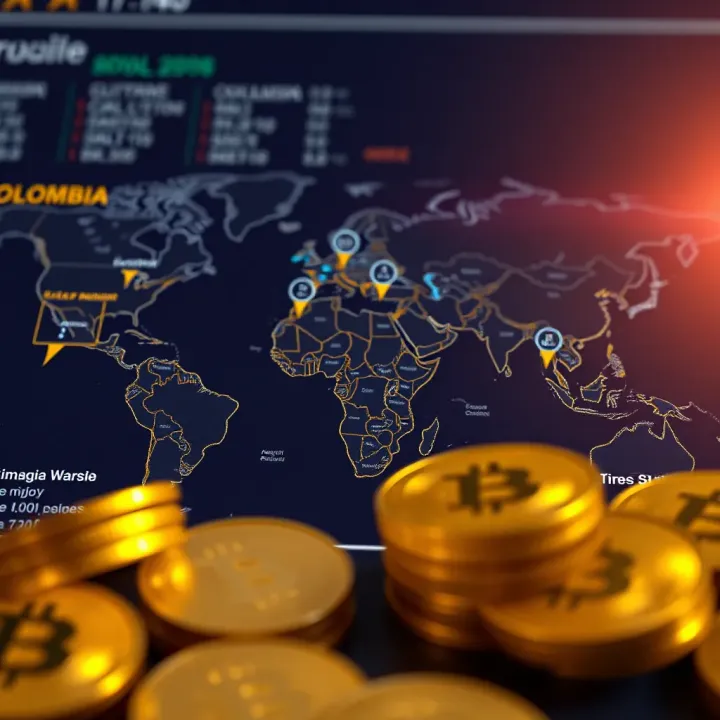 Bitcoin Investment Opportunities and Risks in Colombia and Worldwide Global map highlighting investment opportunities and risks for Bitcoin investors in Colombia and worldwide