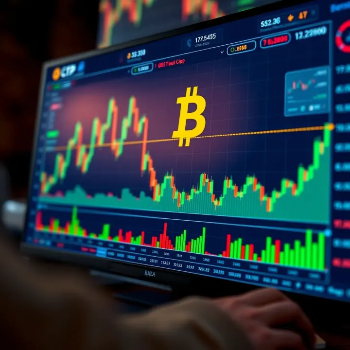 Graph showing automated cryptocurrency trading trends and data analysis