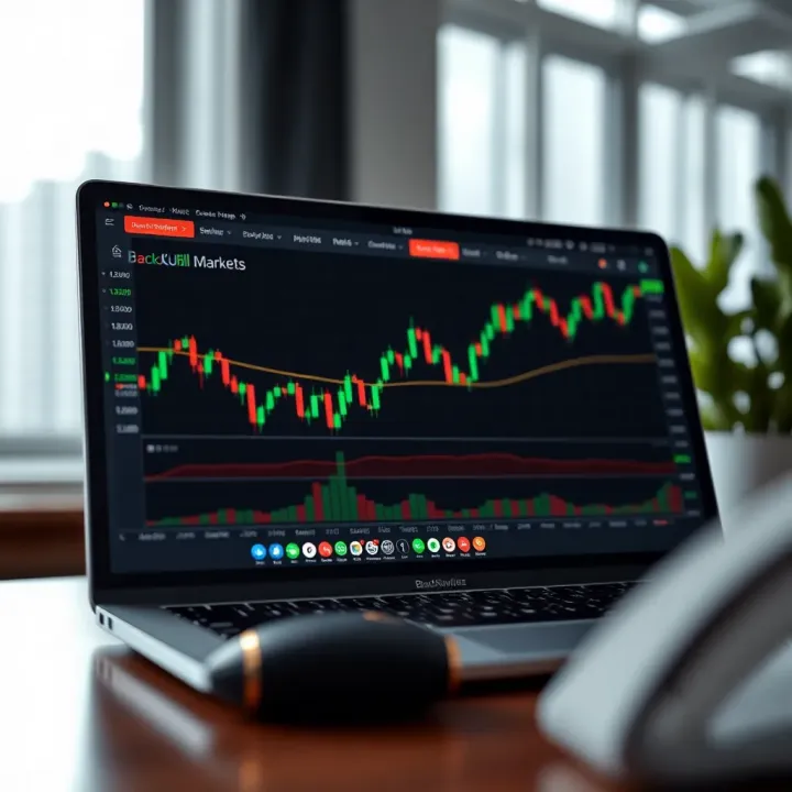 Graph showing trading platform interface with market charts and analytics
