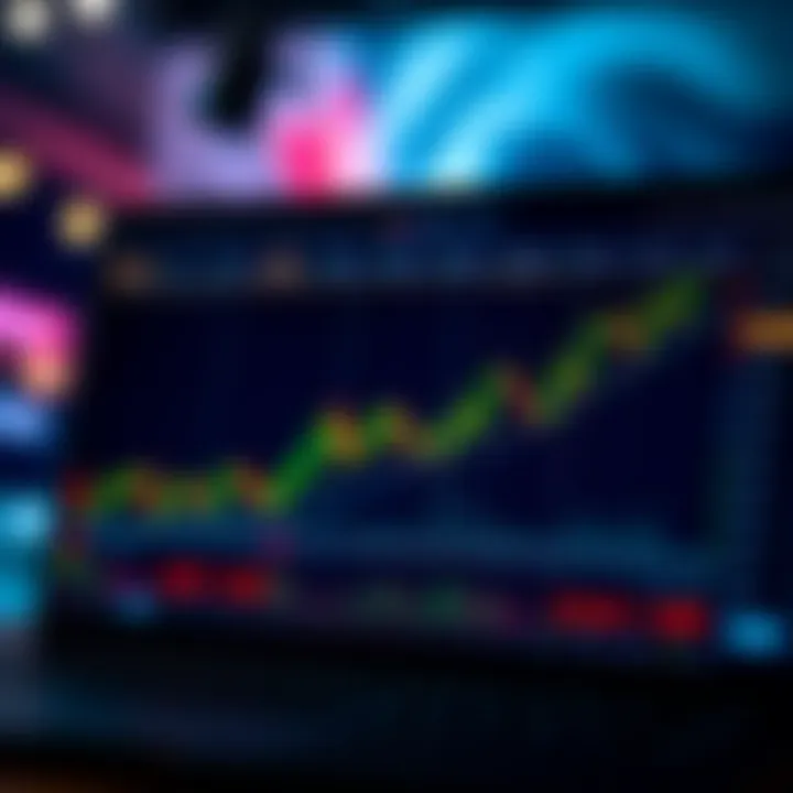 Graph illustrating Bitcoin Storm platform interface with trading charts and cryptocurrency values