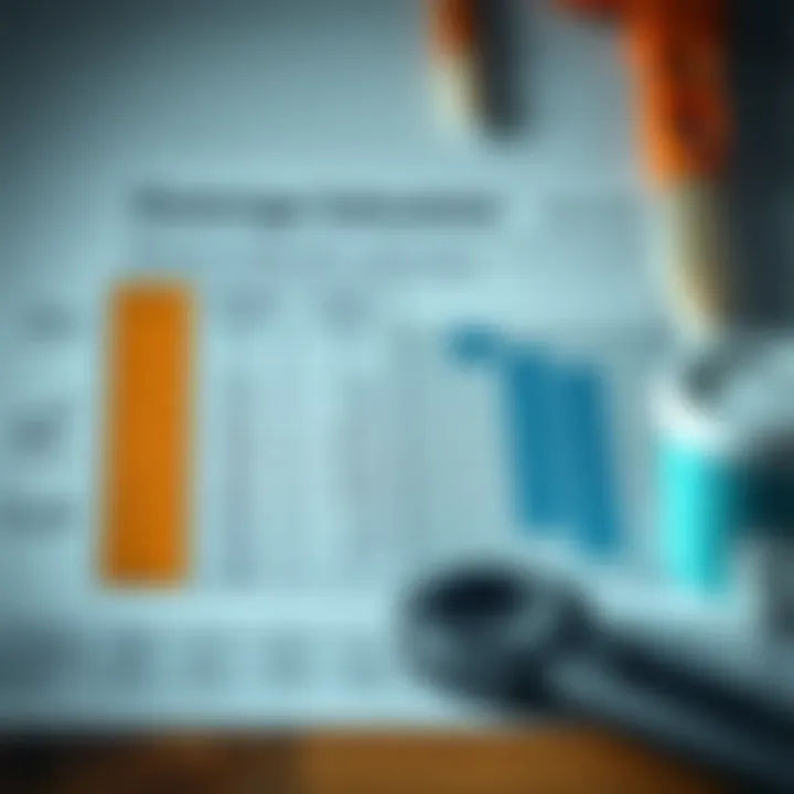 Chart showing paint quantity calculation using a coverage calculator for construction projects