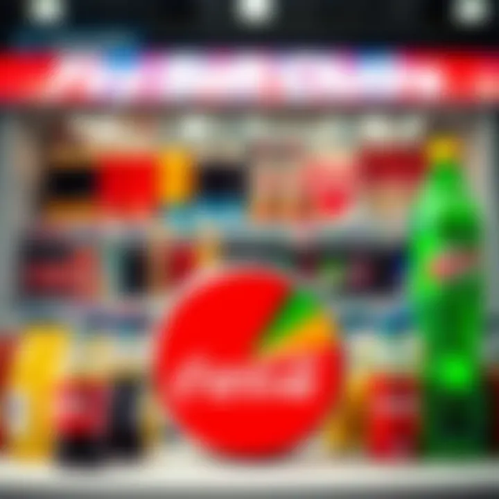 Global beverage market competition between major soft drink brands visualized with market share pie chart