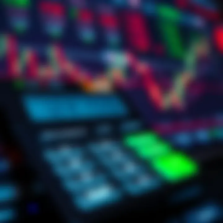 Forex trading interface showing pip calculator with currency pairs and risk management options