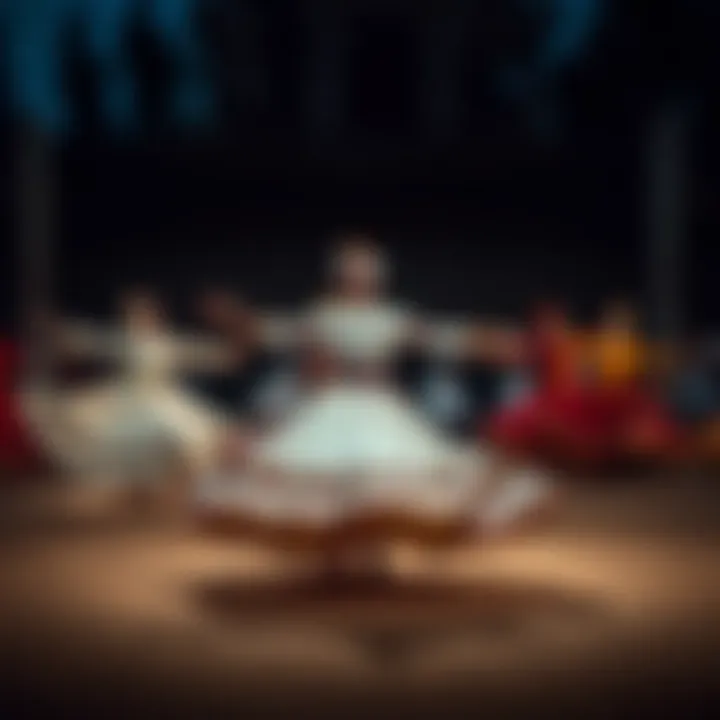 Spiritual dervishes performing traditional whirling dance in a serene setting