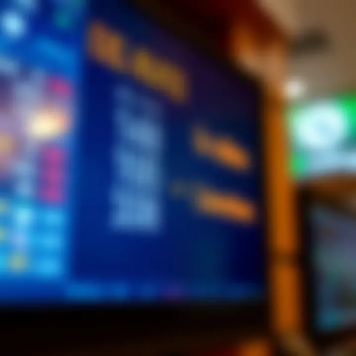 Currency exchange rates displayed on a digital screen showing the conversion between US dollars and Colombian pesos