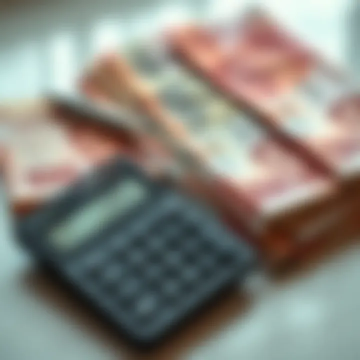 Calculator and currency notes representing practical tips for currency conversion in Colombia