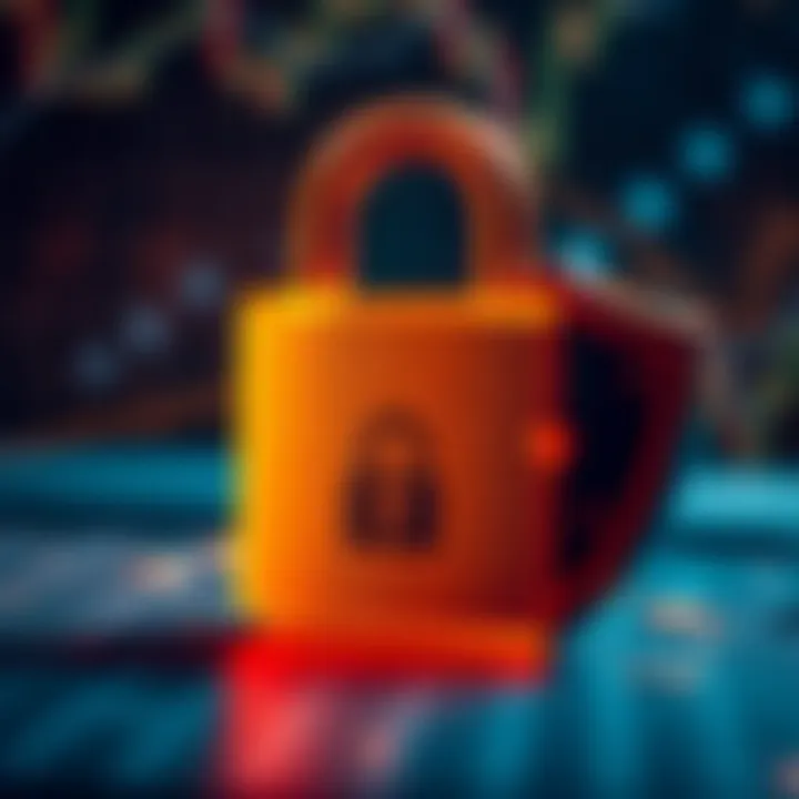 Illustration of a lock and shield symbolizing account security and password recovery on Deriv
