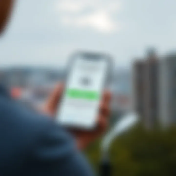Mobile phone displaying the IQ app download page with clear instructions