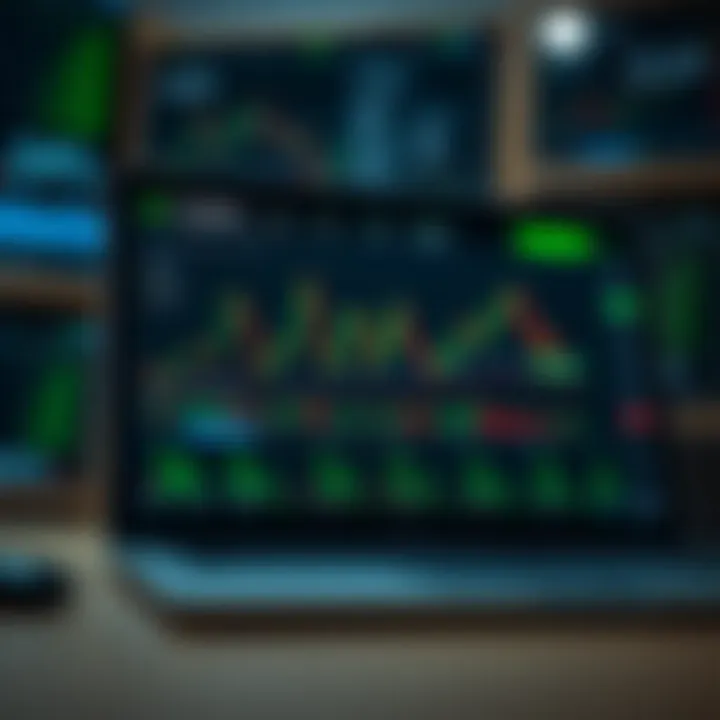 Graph displaying financial market trends and trading indicators on Deriv.com