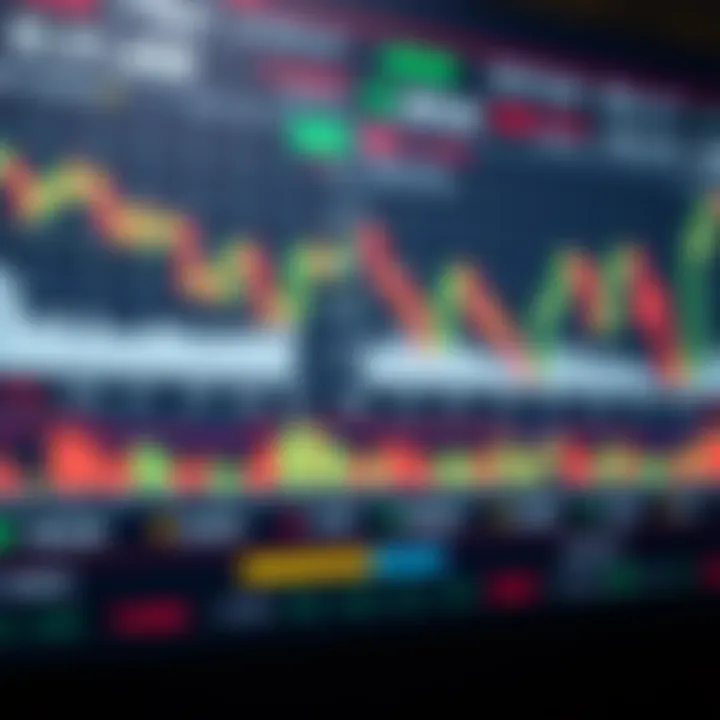 Illustration of a digital trading platform interface showing stock charts and investment options