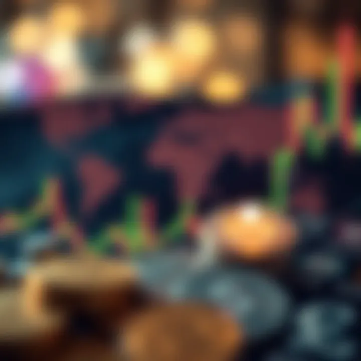 Illustration of global and local economic elements influencing currency exchange rates