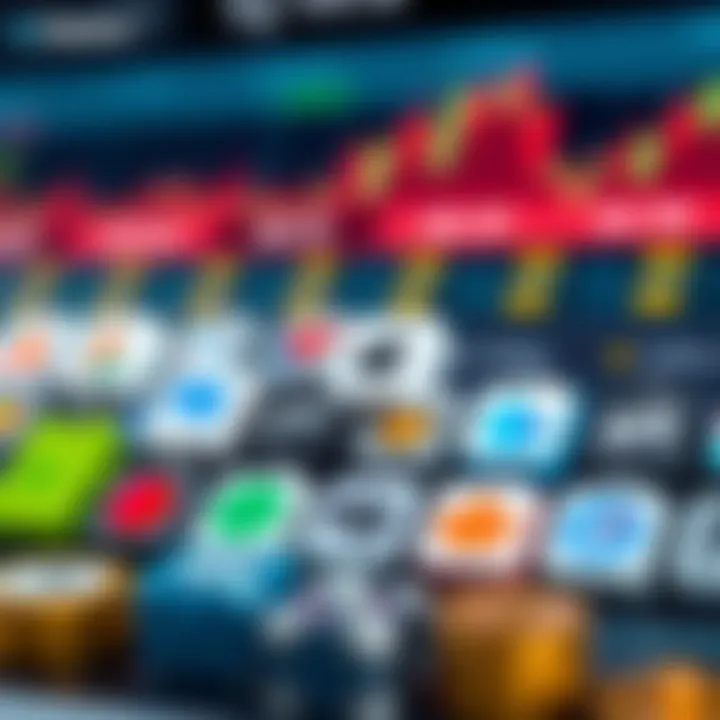 Icons representing various asset types available for investment on trading platform