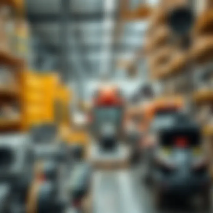 Diverse manufactured goods including electronics, automotive parts, and consumer products on display