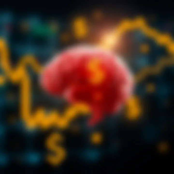Concept of neuro-linguistic programming influencing financial decision making with brain and currency symbols