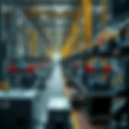 Advanced Manufacturing Facility with Automated Production Lines Industrial factory with advanced machinery and automated assembly lines producing various products