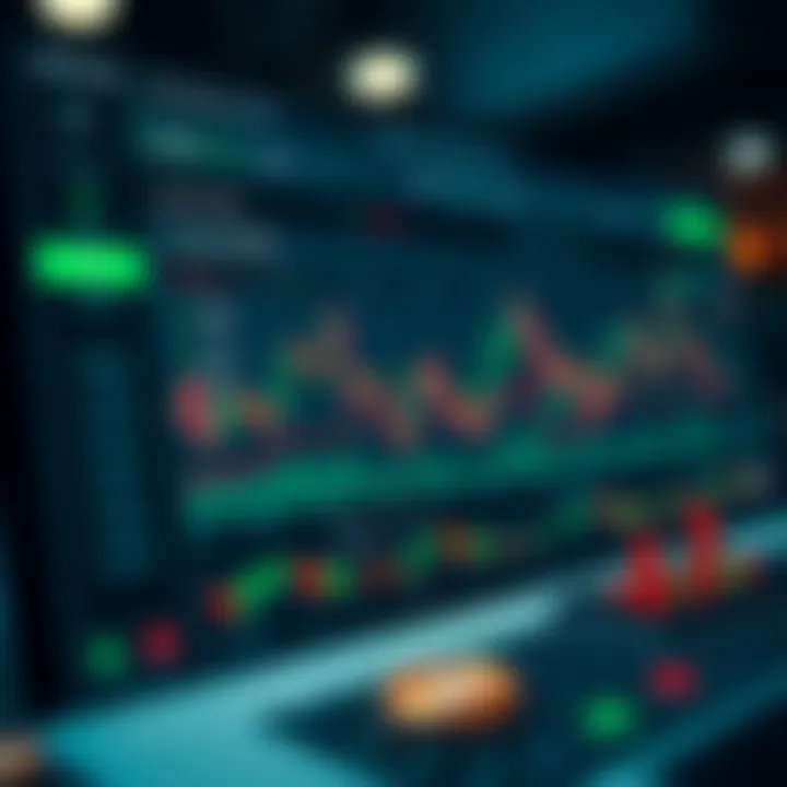 Qotex Trading Platform Features and Asset Options Graph displaying financial trading data and digital currency icons representing online assets
