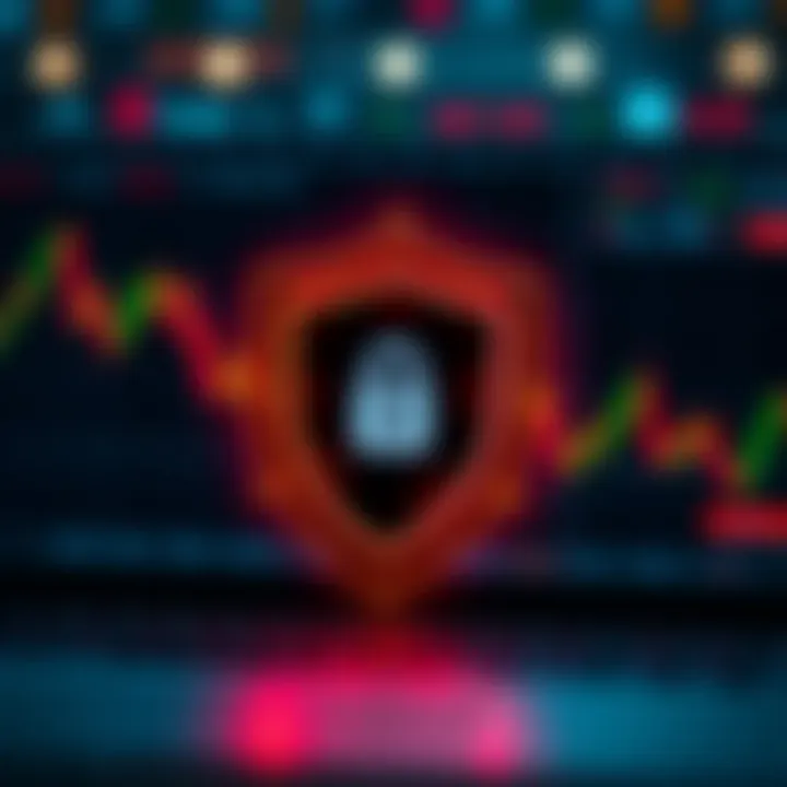 Illustration of secure online trading environment with shield symbolizing protection and risk management