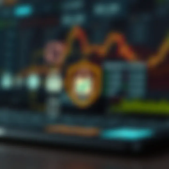 Security and Regulation in Online Investing Platforms Illustration of secure online transactions and regulatory compliance symbols