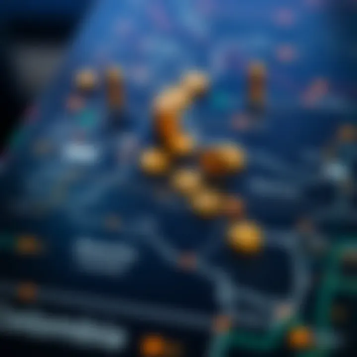 Map highlighting Colombia with cryptocurrency icons depicting Tether's influence in the digital economy