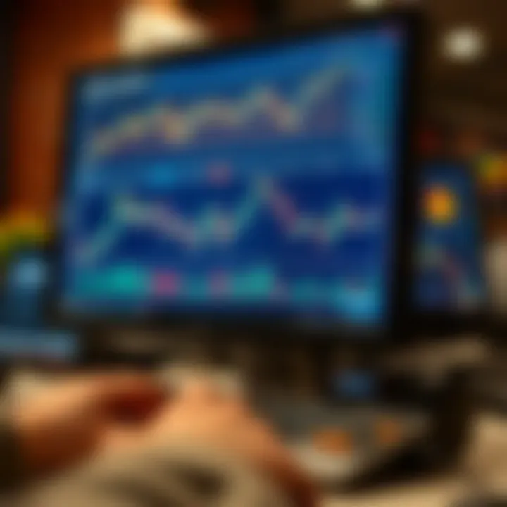 Financial charts and stock market graphs on a computer screen representing trading activities