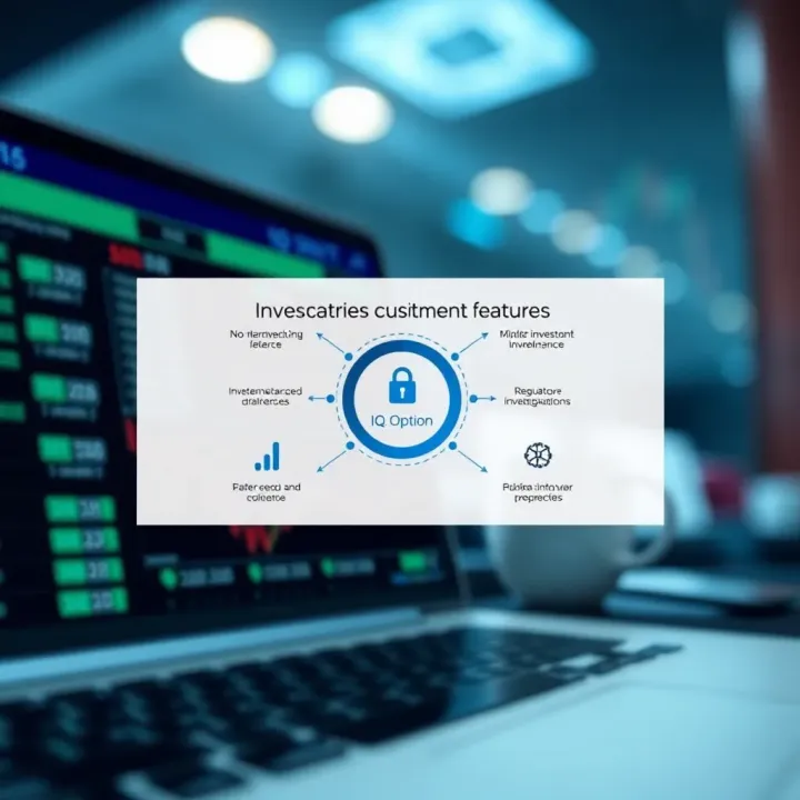 Diagram illustrating the secure investment features and regulatory compliance of IQ Option broker