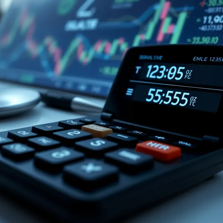 Digital calculator displaying derivative calculation on screen