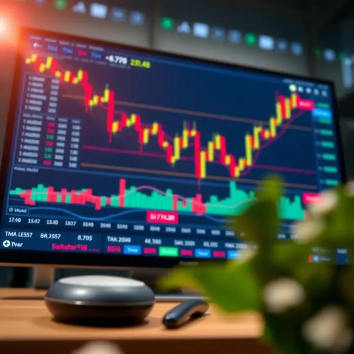 Illustration of a digital trading platform showing CFD account interface with charts and data