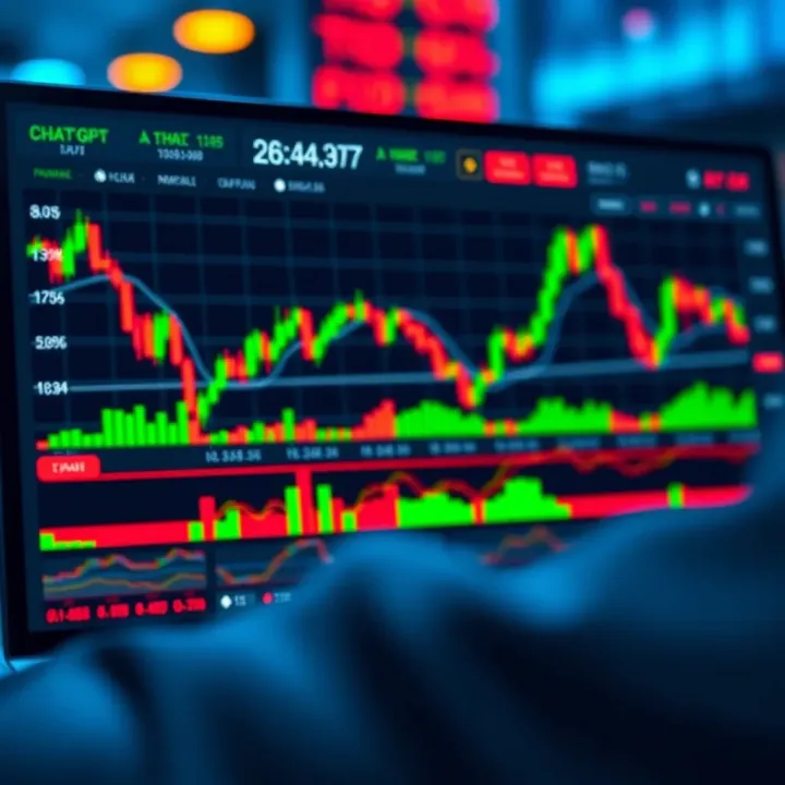 Graph showing AI-generated market analysis with trading charts and data insights
