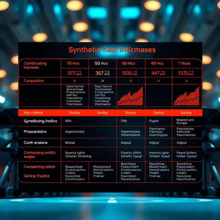 Visual comparison of key criteria and technical aspects for selecting a synthetic indices broker