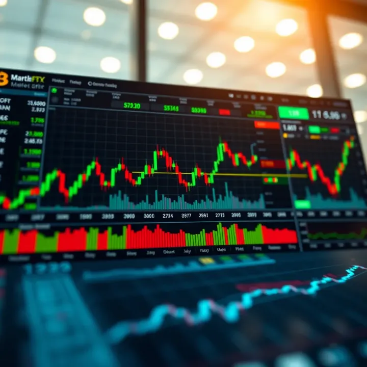 Digital interface displaying cryptocurrency market charts and trading data