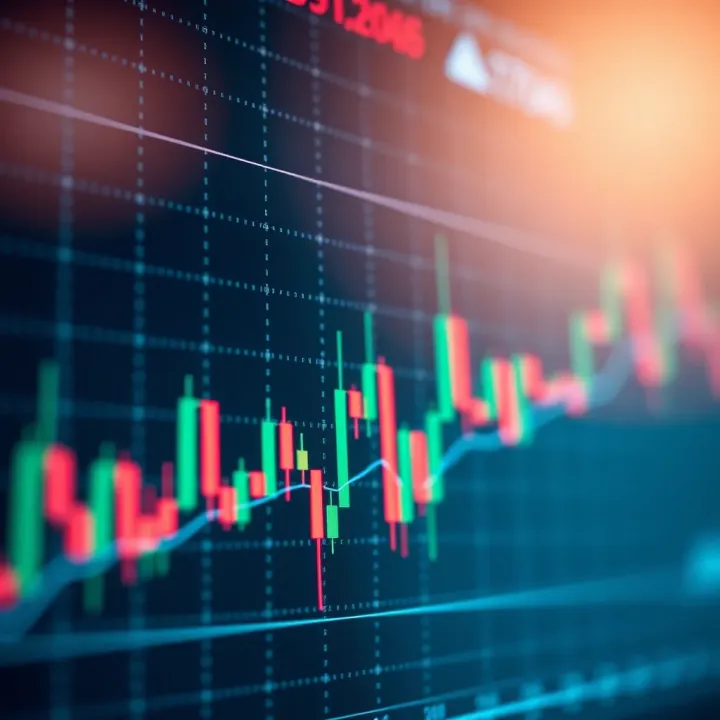 Candlestick chart illustrating price movements and trends in financial trading