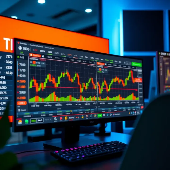 Simulated Trading Environment for Learning and Risk-Free Experience Computer screen displaying a trading platform interface with simulated trades