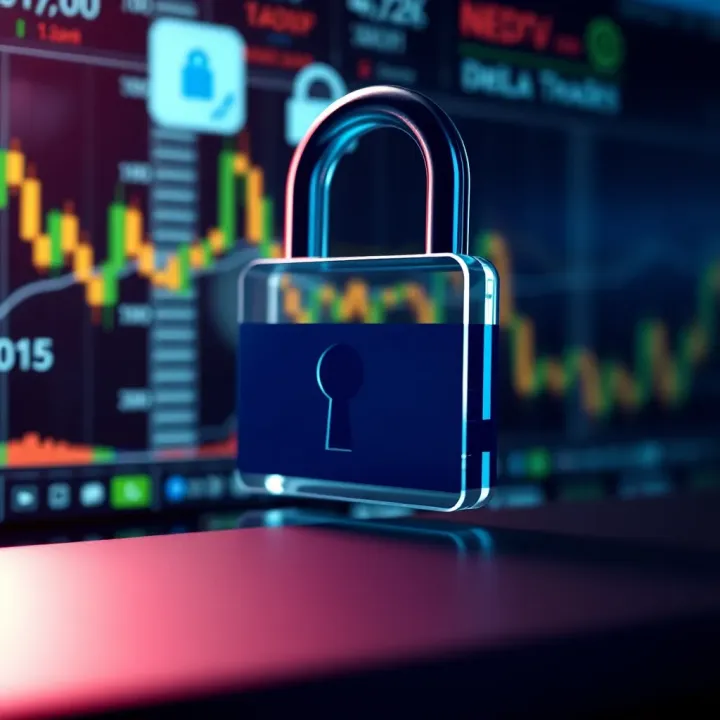 Secure lock icon with digital background representing online platform security measures