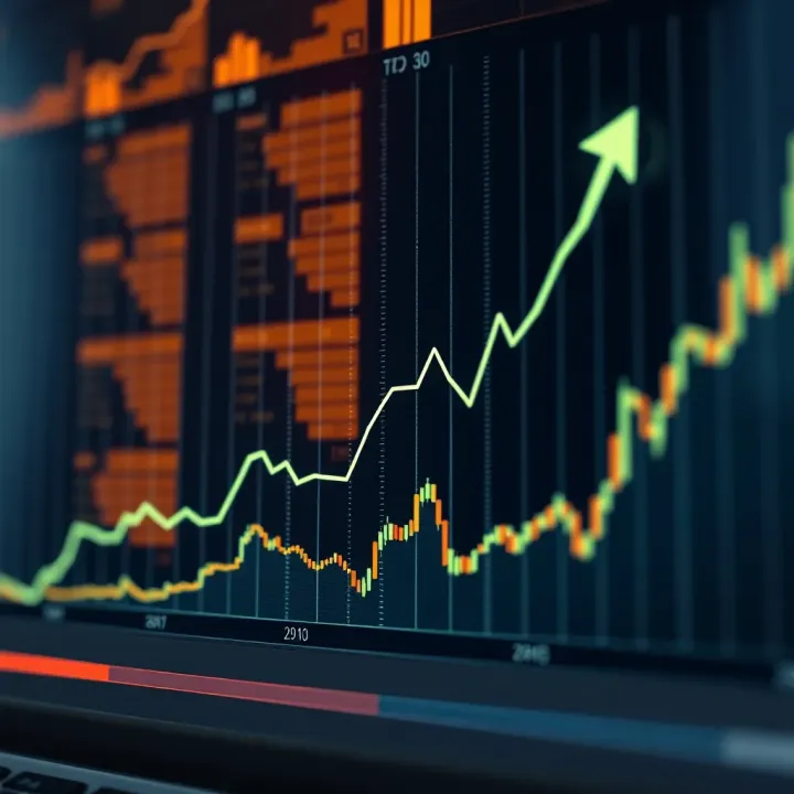 Financial Growth Visualization in Deriv Trading Graph showing upward trend representing financial growth in derivative trading