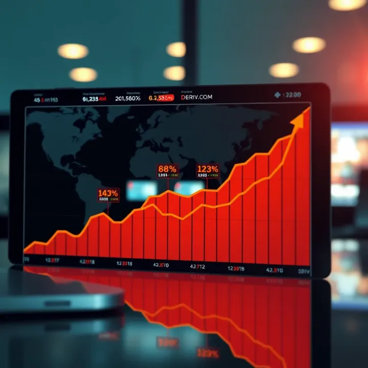 Graph showing the growth and global reach of Deriv.com Limited trading platform