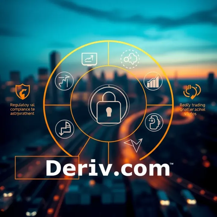 Diagram illustrating regulatory compliance and secure trading features of Deriv.com Limited