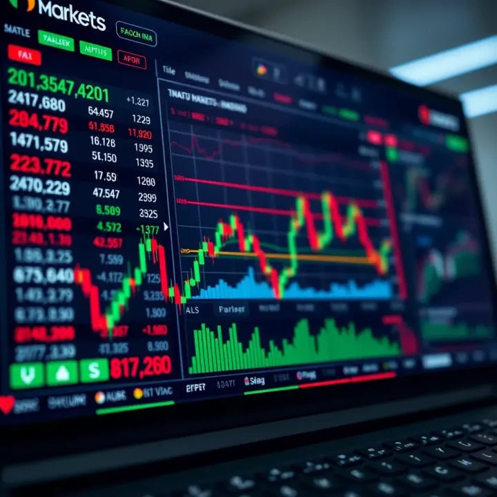 Trading platform dashboard showing various financial instruments and real-time market data