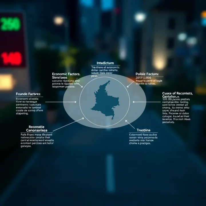 Key Economic Factors Affecting Dollar Value in Colombia Diagram illustrating economic factors influencing the dollar's value against the Colombian peso