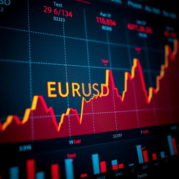 Graph showing EUR/USD currency pair fluctuations influenced by economic and geopolitical factors