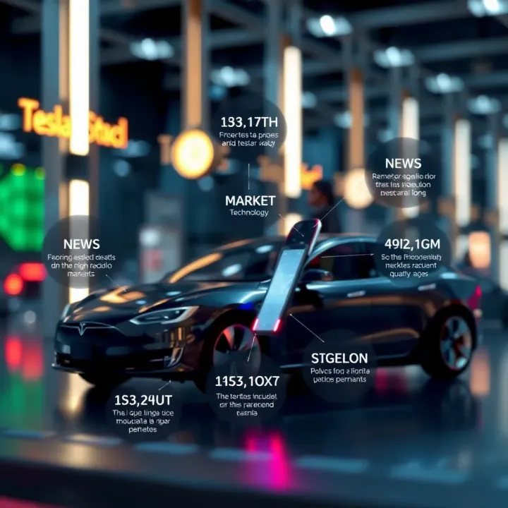 Key Factors Affecting Tesla Stock Valuation Illustration of factors influencing Tesla's stock valuation including market, technology, and news impact