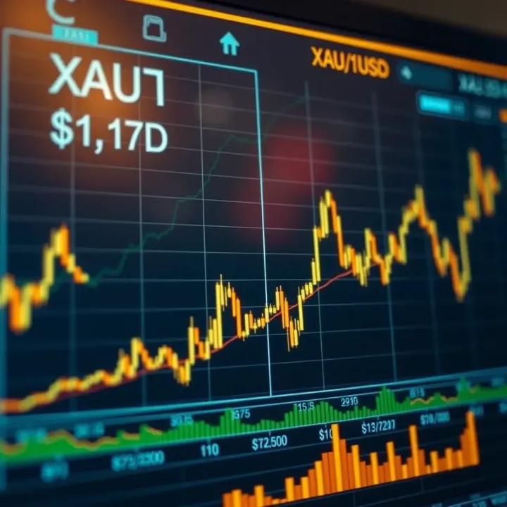 Graph depicting gold price fluctuations against the US dollar with economic indicators