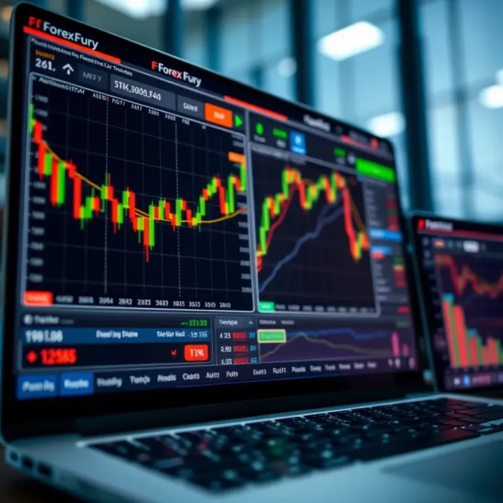 Automated Forex trading robot interface showing currency charts and performance metrics