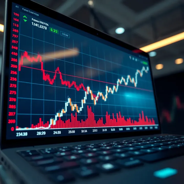 Graph showing upward trend in foreign exchange rates on a digital trading platform