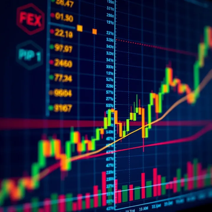 Forex Trading Chart Highlighting Pip Movements and Risk Management Indicators Detailed forex trading chart with highlighted pip movements and risk management indicators