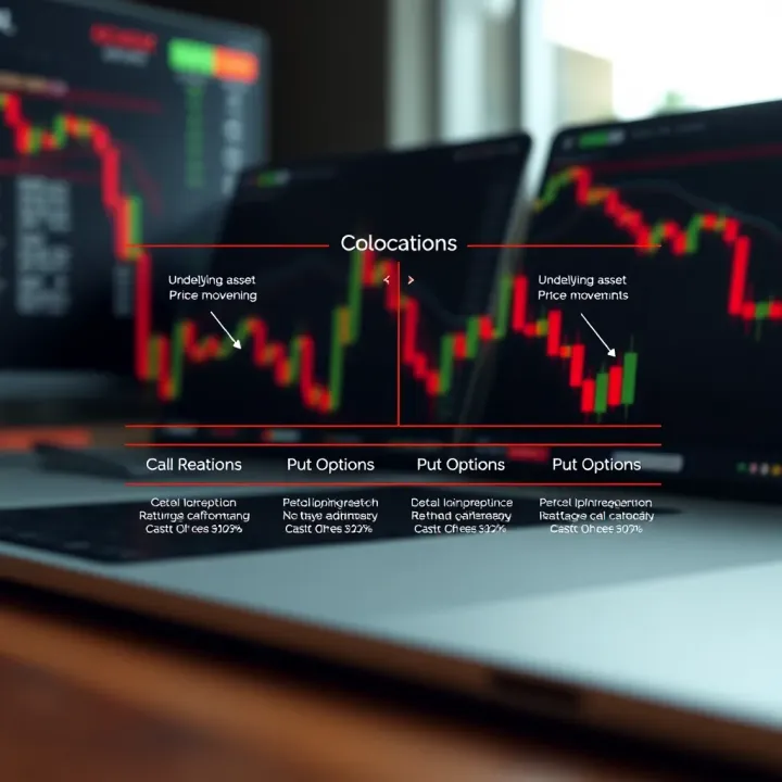 Diagram illustrating basic concepts of options trading showing call and put options with underlying asset price movements