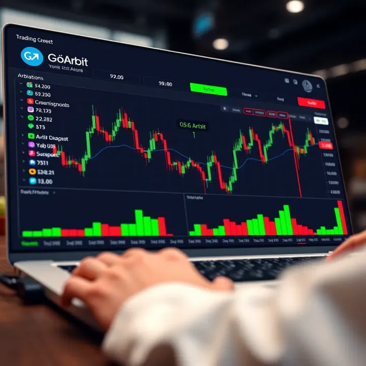 Digital platform interface showcasing trading charts and arbitration data